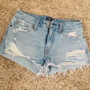 Abercrombie Mid Rise Distressed Denim Shorts